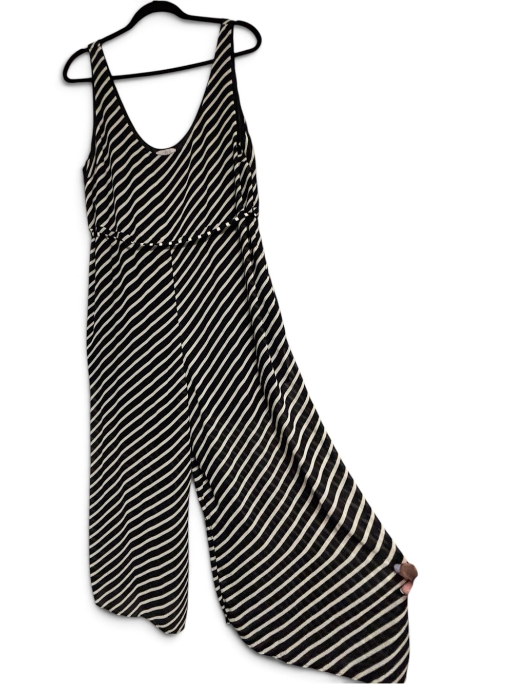 H&M Black and White Striped Wide-Leg Jumpsuit